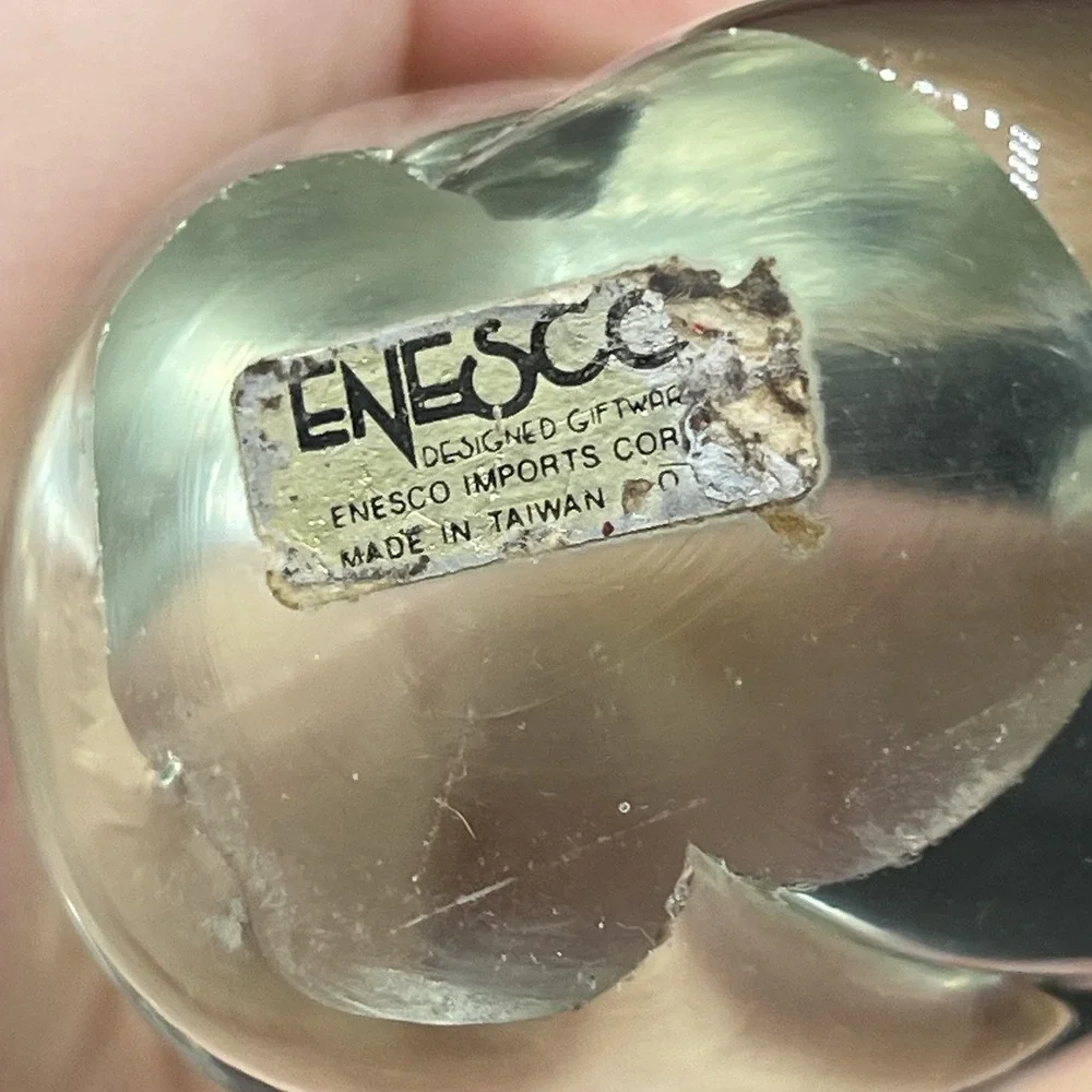 Vintage Enesco Clear Glass Christmas Reindeer Figurine 8